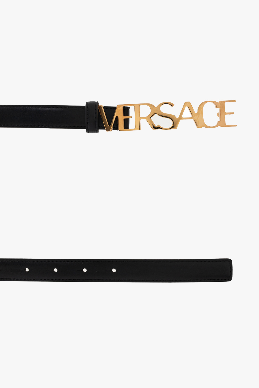 Black Leather belt Versace - SchaferandweinerShops Japan